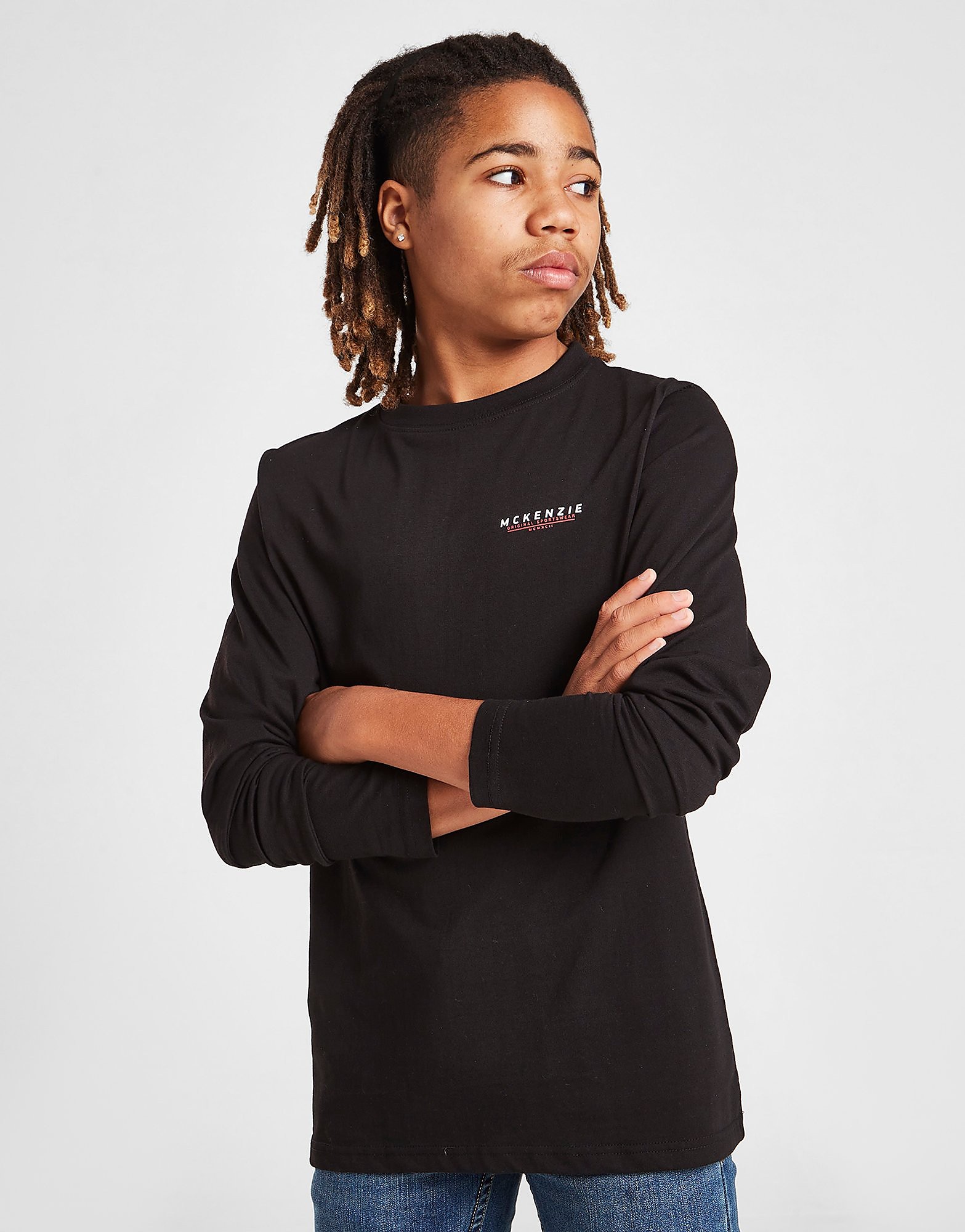 

McKenzie Essential Long Sleeve Crew T-Shirt Junior - Black - Kids, Black