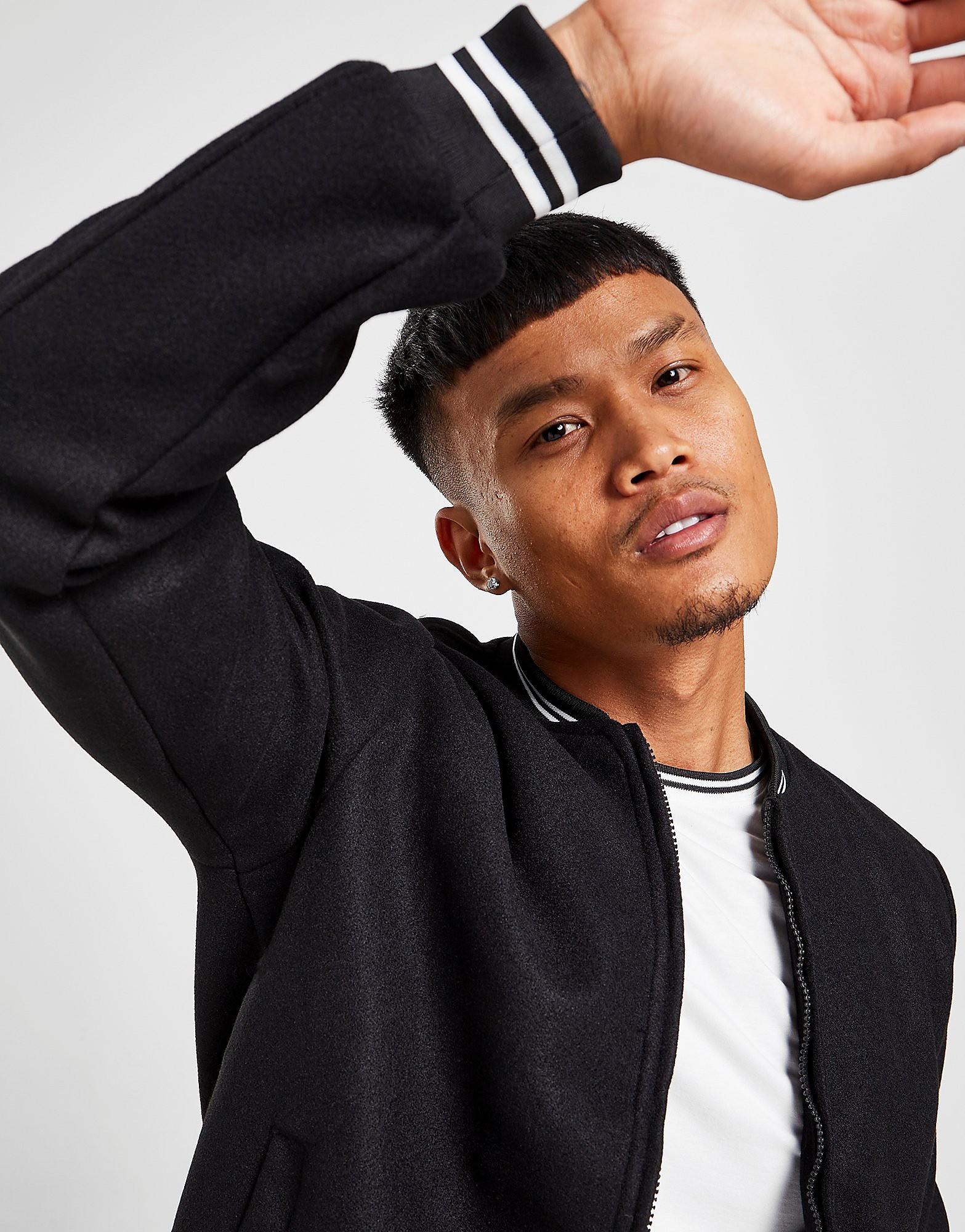 

Brave Soul Wool Tipped Varsity Jacket - Black - Mens, Black
