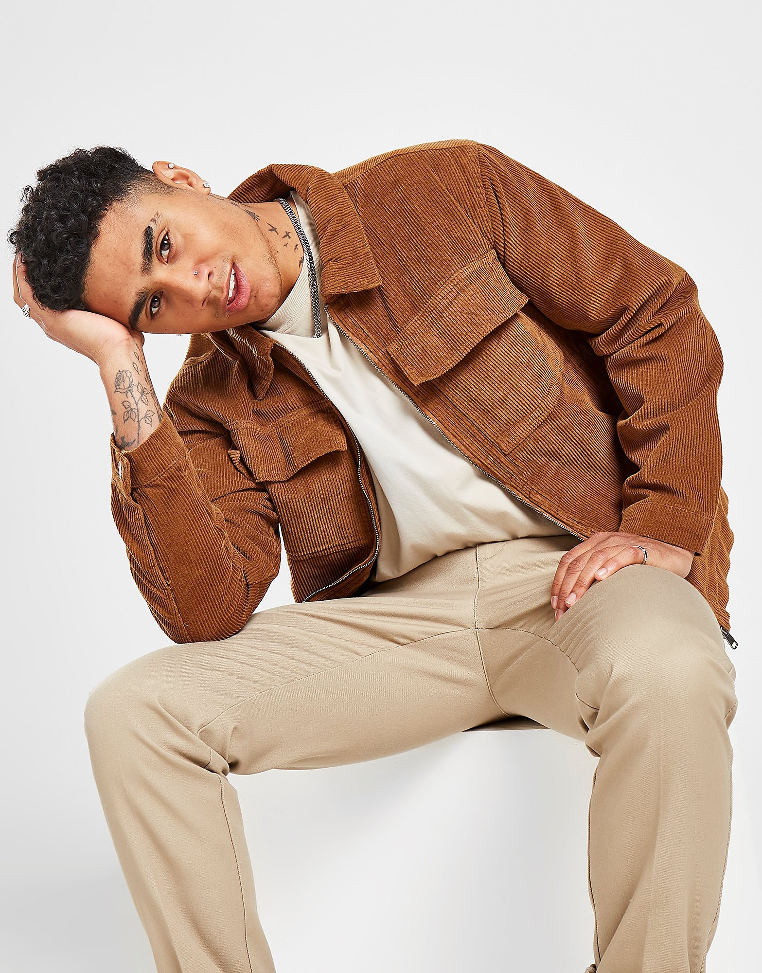 

Brave Soul Cord Full Zip Overshirt - Brown/BRWN - Mens, Brown/BRWN