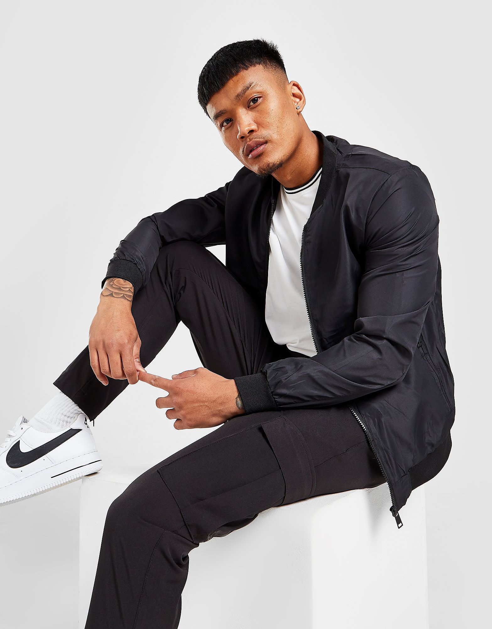 

Brave Soul Core Woven Bomber Jacket - Black/Black - Mens, Black/Black