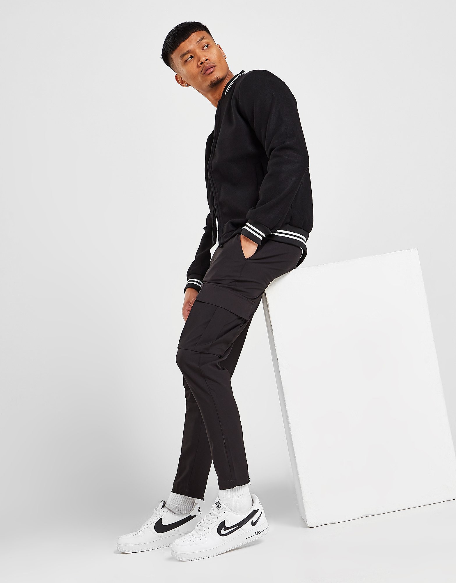 

Brave Soul Woven Ankle Zip Cargo Pants - Black - Mens, Black