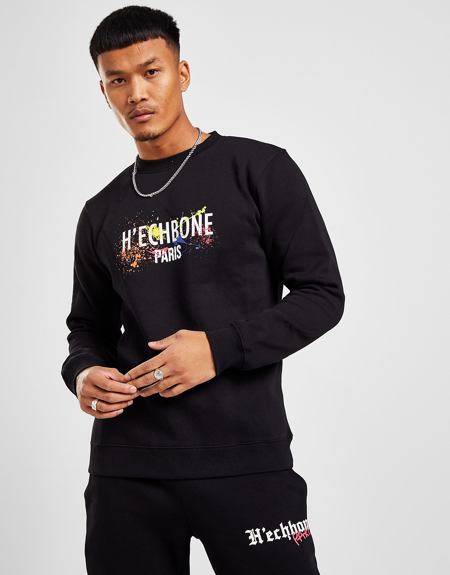 

HECHBONE Splatter Crew Sweatshirt - Black - Mens, Black
