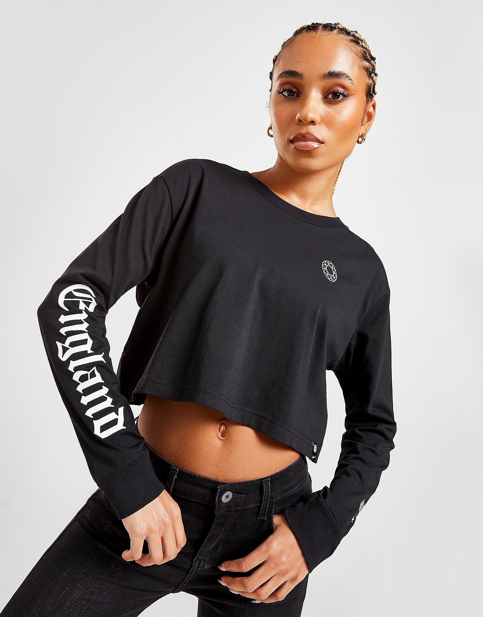 

Nike England WEC Long Sleeve Crop T-Shirt - Black - Womens, Black
