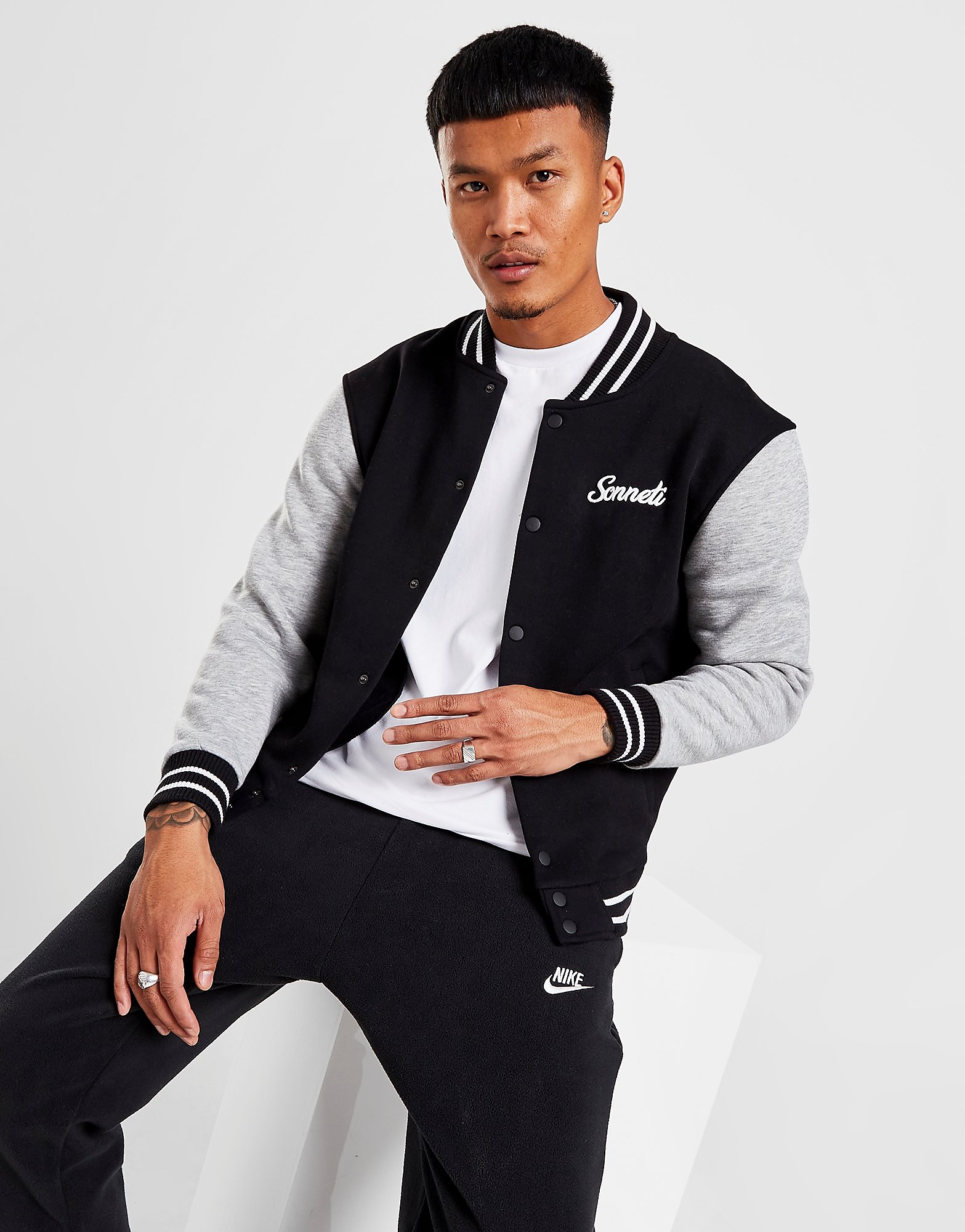 

Sonneti Varsity Bomber Jacket - Black - Mens, Black