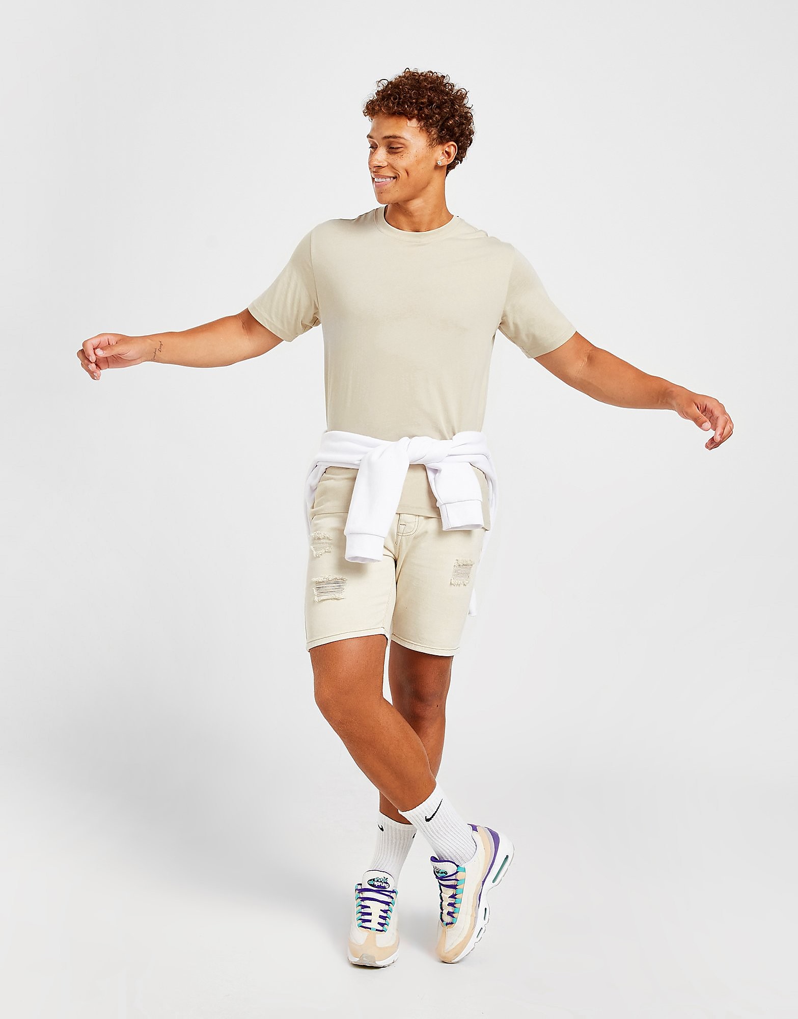 

Brave Soul Rip Denim Shorts - Cream - Mens, Cream