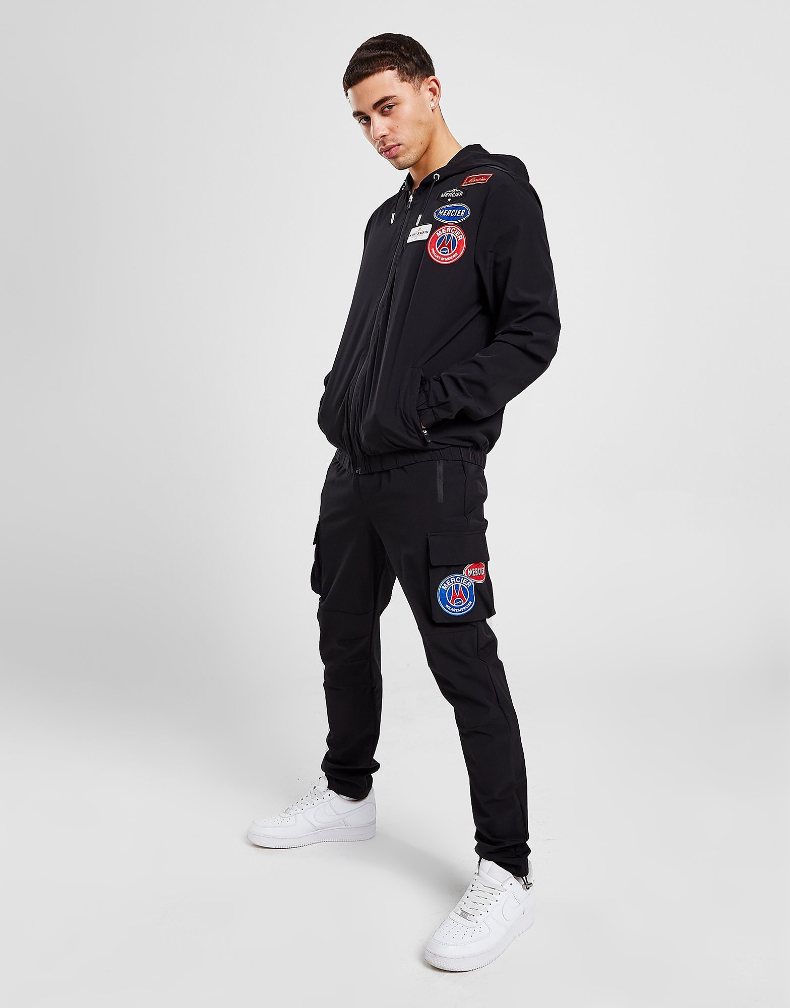 

MERCIER Badge Cargo Pants - Black - Mens, Black
