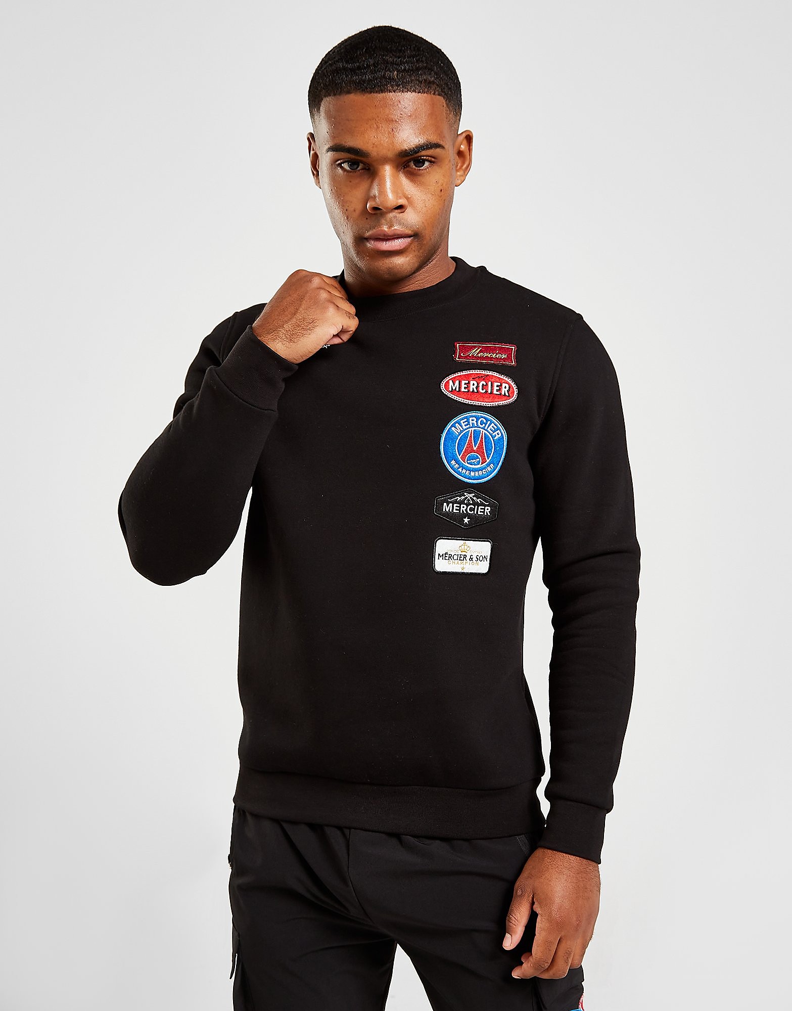 

MERCIER Hybrid Badge Sweatshirt - Black - Mens, Black