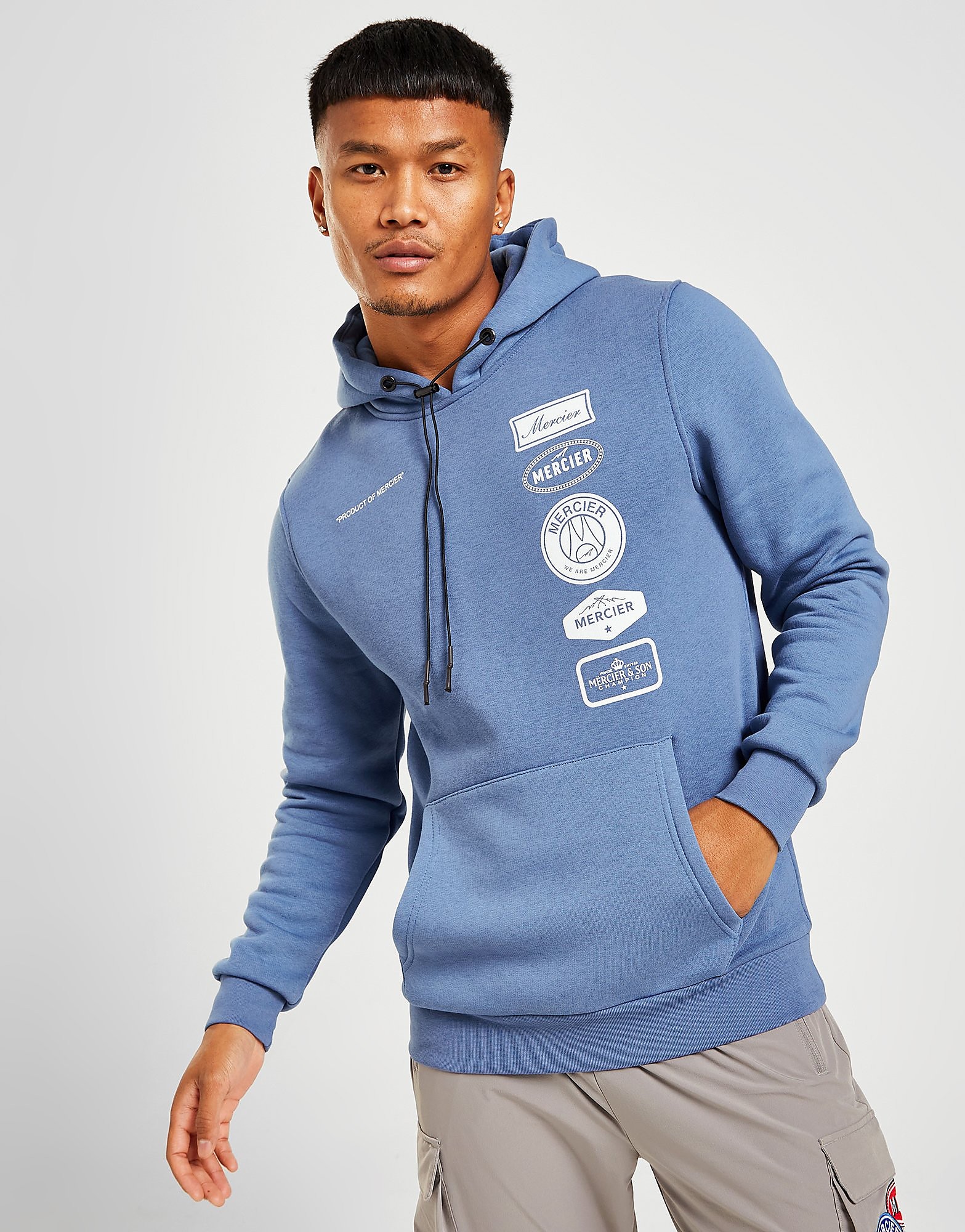 

MERCIER 2.0 Badge Hoodie - Blue - Mens, Blue