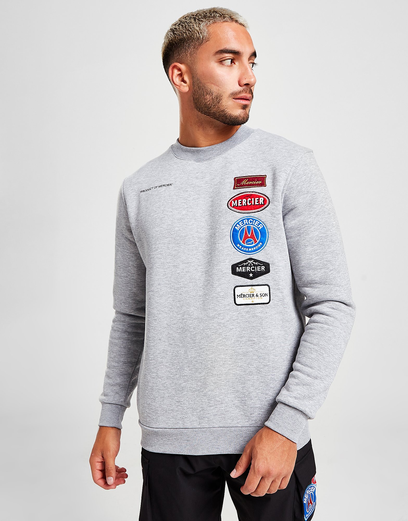 

MERCIER Hybrid Badge Sweatshirt - Grey - Mens, Grey