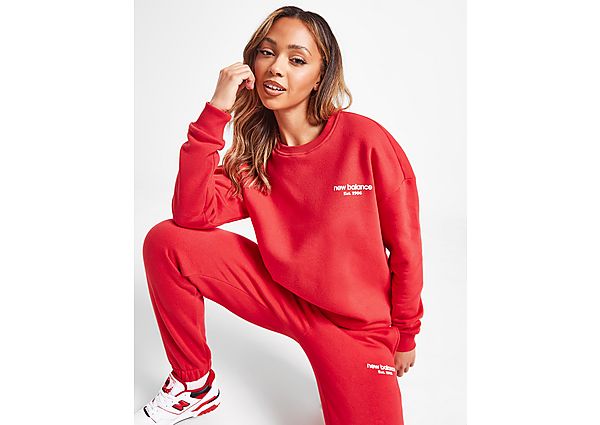 New Balance Small Logo Crew Sweatshirt - Only at JD - Red - Womens, Red
