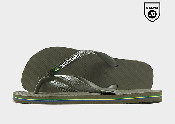 havaianas brazil logo flip flops - green, green