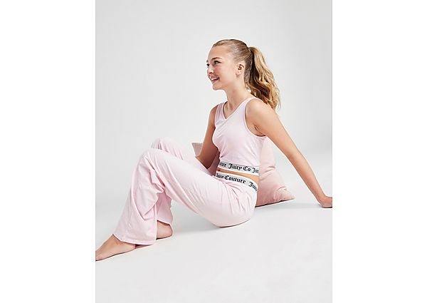 juicy couture girls' crop top/wide leggings lounge set junior - pink, pink