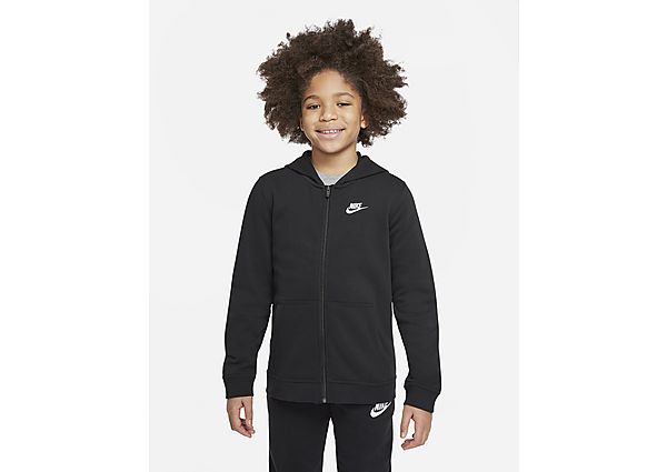 Nike Sweat à capuche Club Full Zip Junior - Black/Black/White, Black/Black/White