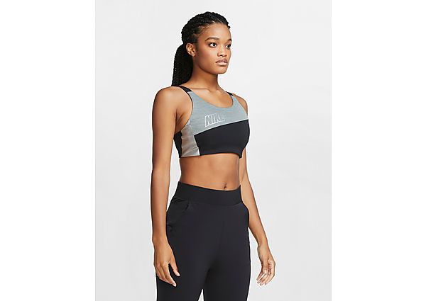 Nike Brassière de sport métallisée à maintien normal Nike Swoosh pour Femme - Black/Smoke Grey/Metal