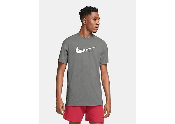 Nike Tee-shirt de training avec Swoosh Nike Dri-FIT pour Homme - Dark Grey Heather, Dark Grey Heathe