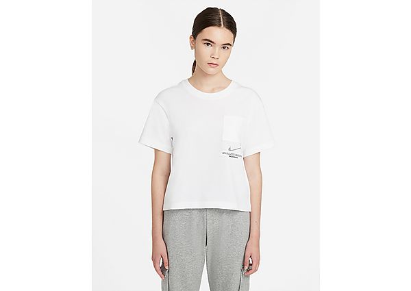 Nike Haut à manches courtes Nike Sportswear Swoosh pour Femme - White/Black, White/Black