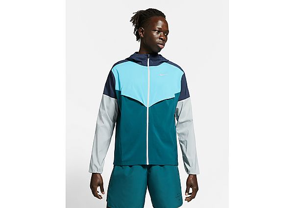 Nike Veste de running Nike Windrunner pour Homme - Obsidian/Dark Teal Green/Chlorine Blue, Obsidian/