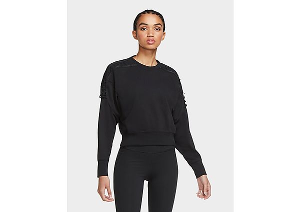 Nike Haut court de training à lacets en tissu Fleece Nike pour Femme - Black/Clear, Black/Clear