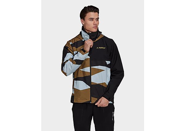 adidas Veste de pluie Terrex Multi RAIN.RDY Primegreen Allover Print 2-Layer - Brown Malt, Brown Mal