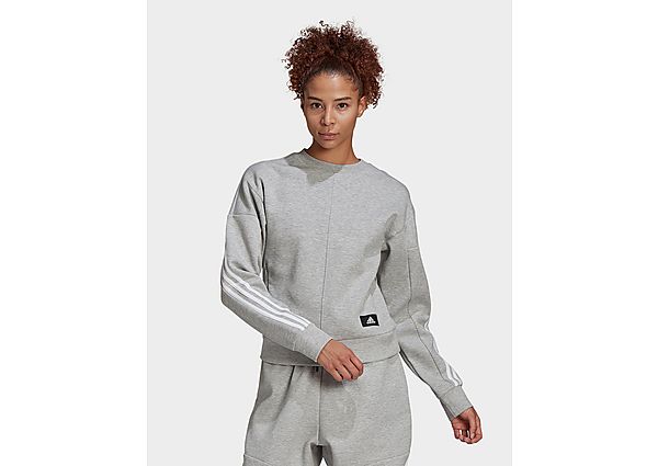 adidas Sweat-shirt Sportswear Wrapped 3-Stripes - Medium Grey Heather / White, Medium Grey Heather /