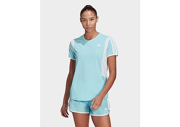 adidas T-shirt Own The Run 3-Stripes Iteration - Hazy Sky / White, Hazy Sky / White