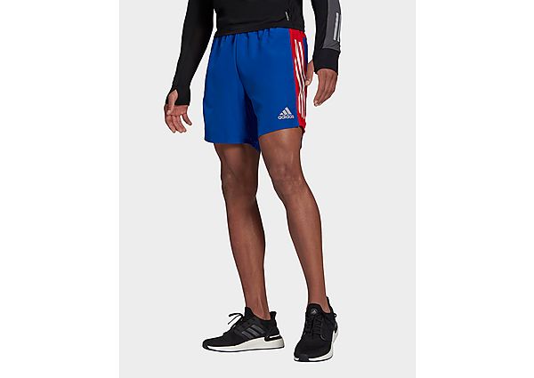 adidas Short Own The Run 3-Stripes - Royal Blue / Scarlet, Royal Blue / Scarlet