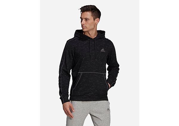 adidas Sweat-shirt à capuche Essentials Mélange Embroidered Small Logo - Black Melange, Black Melang