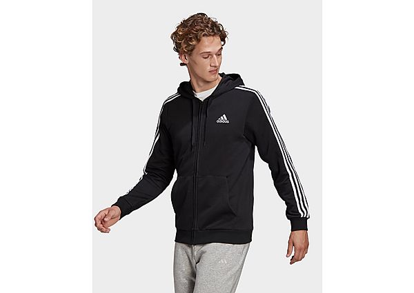 adidas Veste à capuche Essentials French Terry 3-Stripes Full-Zip - Black / White, Black / White