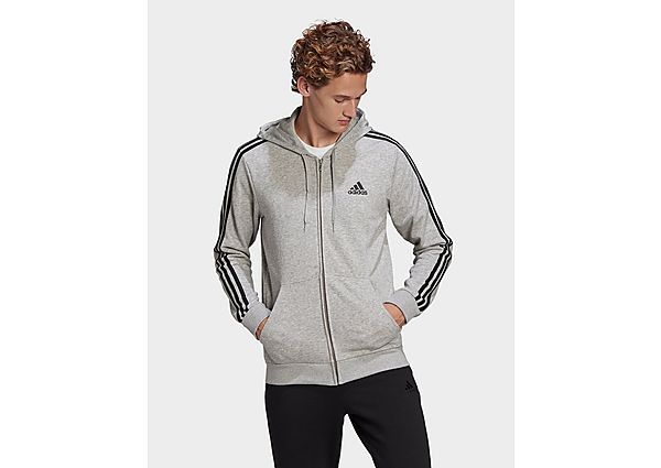 adidas Veste à capuche Essentials French Terry 3-Stripes Full-Zip - Medium Grey Heather / Black, Med