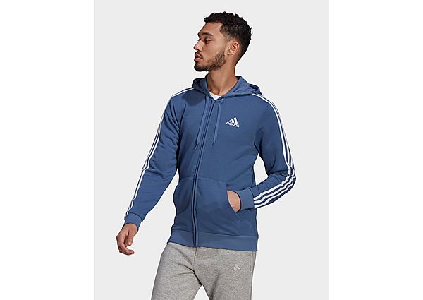 adidas Veste à capuche Essentials French Terry 3-Stripes Full-Zip - Crew Blue / White, Crew Blue / W