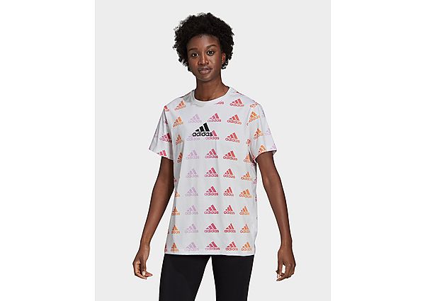 adidas T-shirt Essentials Boyfriend Gradient Logo - White / Black, White / Black