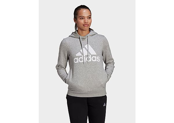 adidas Sweat-shirt à capuche LOUNGEWEAR Essentials Logo Fleece - Medium Grey Heather / White, Medium