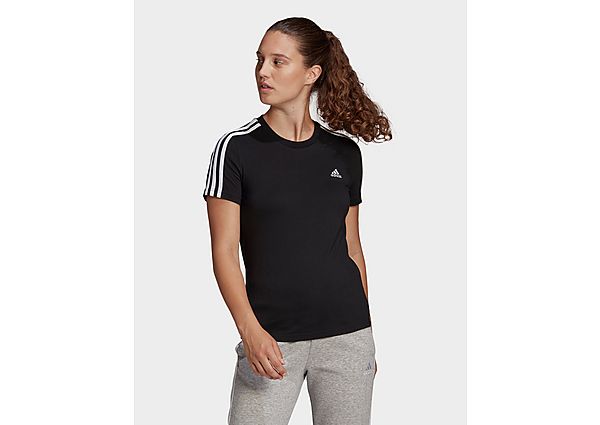 adidas T-shirt LOUNGEWEAR Essentials Slim 3-Stripes - Black / White, Black / White