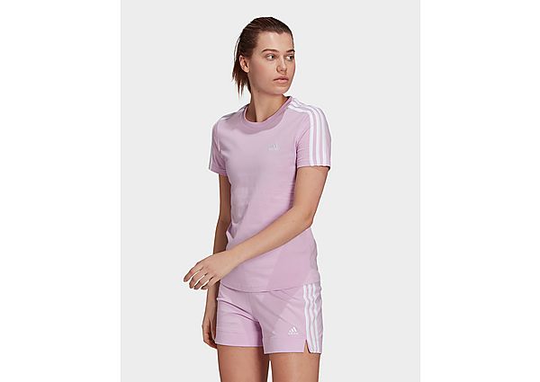 adidas T-shirt LOUNGEWEAR Essentials Slim 3-Stripes - Clear Lilac / White, Clear Lilac / White