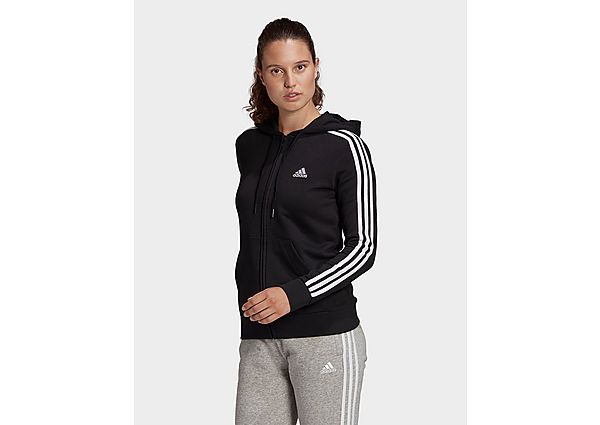 adidas Veste à capuche Essentials French Terry 3-Stripes Full-Zip - Black / White, Black / White