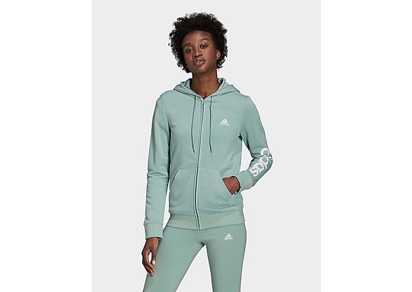 adidas Veste à capuche Essentials Logo Full-Zip - Hazy Green / White, Hazy Green / White