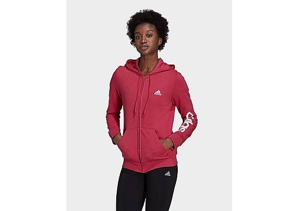 adidas Veste à capuche Essentials Logo Full-Zip - Wild Pink / White, Wild Pink / White