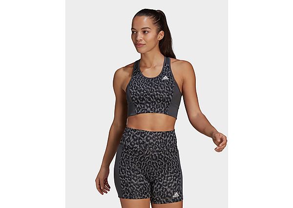 adidas Brassière AEROREADY Designed 2 Move Leopard Print - Grey Four / Black, Grey Four / Black