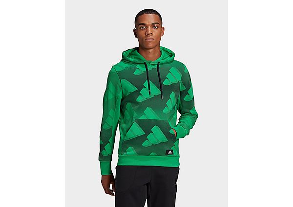 adidas Sweat-shirt Sportswear Allover Print Pullover - Vivid Green / Black, Vivid Green / Black