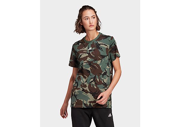 adidas T-shirt Essentials Boyfriend Camouflage - Grey / Dark Brown / White, Grey / Dark Brown / Whit