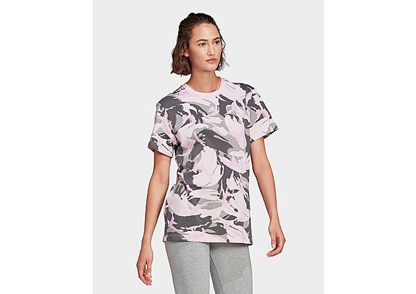 adidas T-shirt Essentials Boyfriend Camouflage - Mgh Solid Grey / Clear Pink / White, Mgh Solid Grey