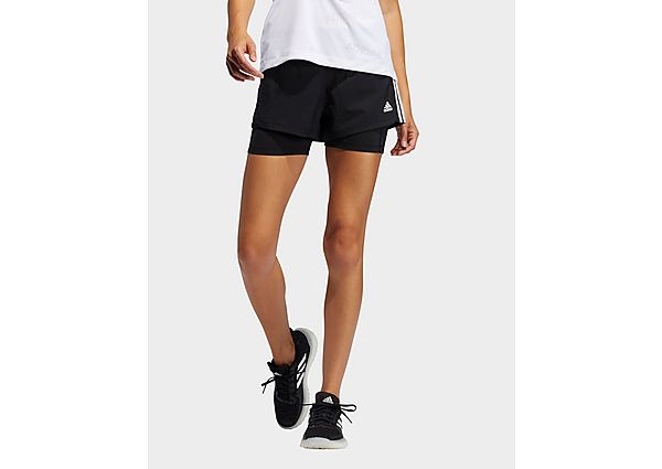 adidas Short Pacer 3-Stripes Woven Two-in-One - Black / White, Black / White