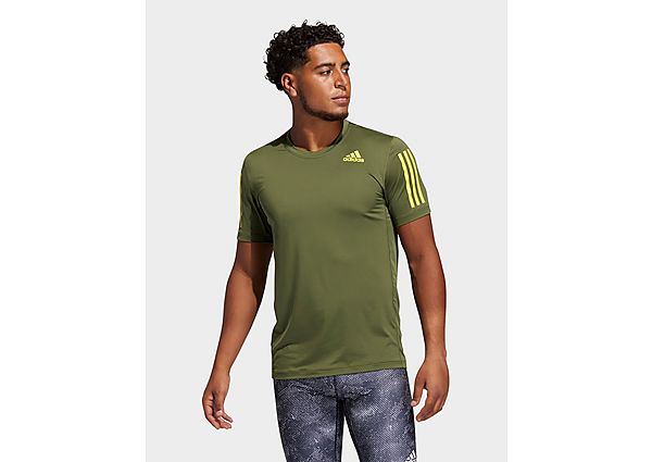 adidas T-shirt Techfit 3-Stripes Fitted - Wild Pine, Wild Pine