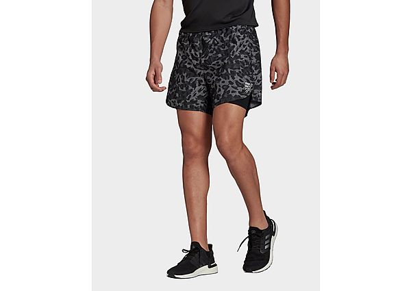 adidas Short Fast Two-in-One Primeblue Graphic - Grey Four / Multicolor / Black, Grey Four / Multico