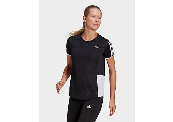 adidas T-shirt Own The Run 3-Stripes Iteration - Black / White, Black / White