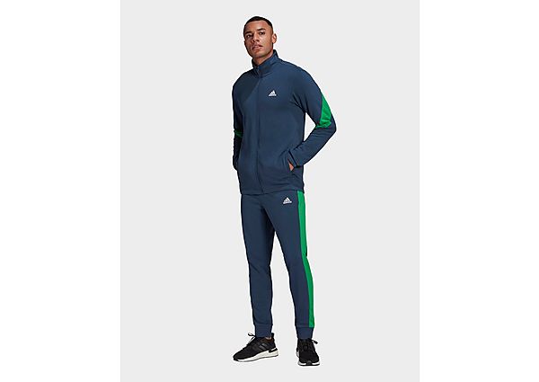 adidas Survêtement Sportswear Cotton - Crew Navy / Vivid Green, Crew Navy / Vivid Green