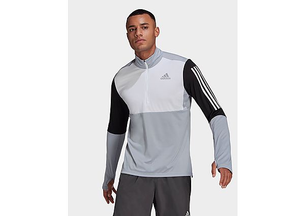 adidas Sweat-shirt Own The Run Running 1/2 Zip - Halo Silver / Black / White, Halo Silver / Black /