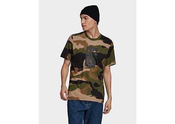 adidas Originals T-shirt Camo Tongue Label - Wild Pine / Multicolor / Black, Wild Pine / Multicolor