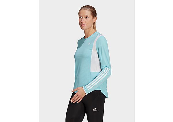 adidas T-shirt Own The Run 3-Stripes Running - Hazy Sky / White, Hazy Sky / White