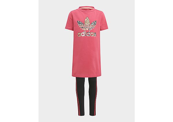 adidas Originals Ensemble Graphic Print Tee Dress - Wild Pink / Multicolor, Wild Pink / Multicolor